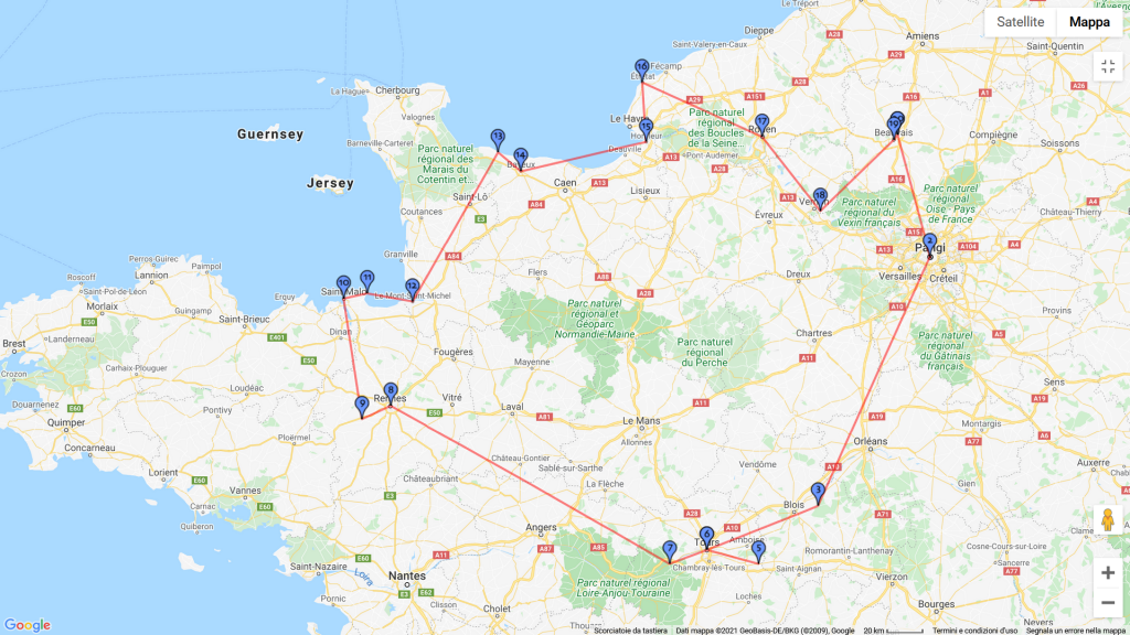 Itinerario del nostro viaggio in francia