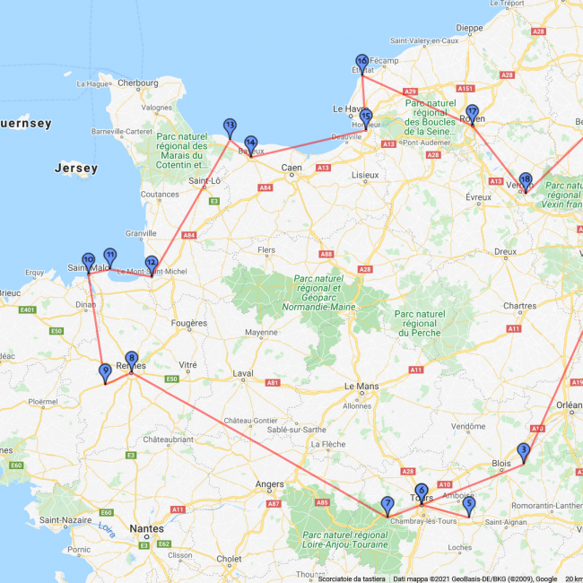 Itinerario del nostro viaggio in francia